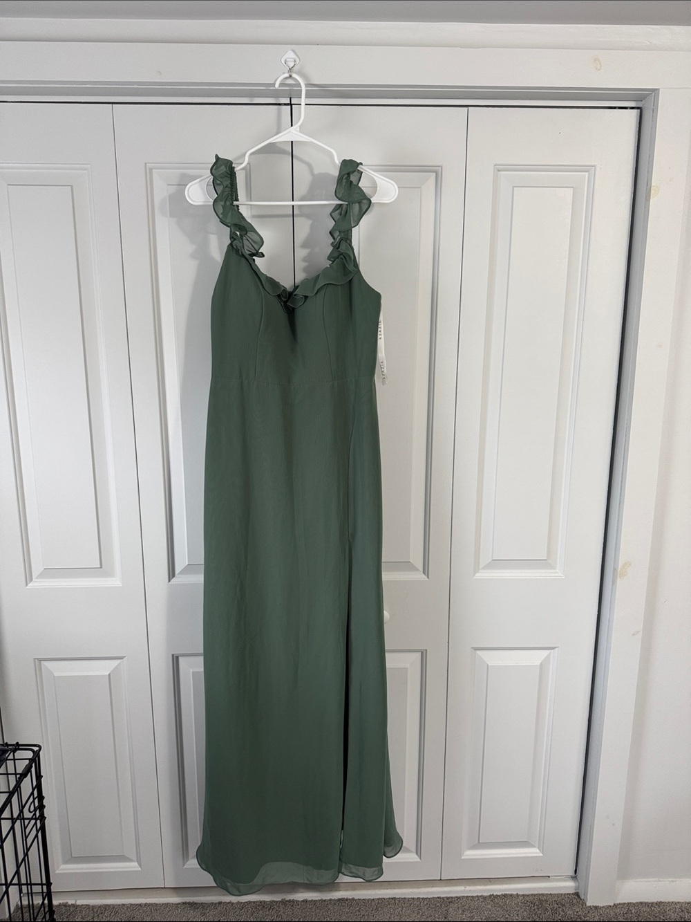 Azazie eucalyptus Ruffle-Strap Maxi Dress